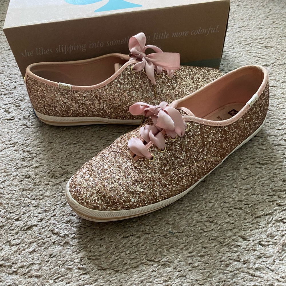 Kate Spade Rose Gold Glitter Keds Gem